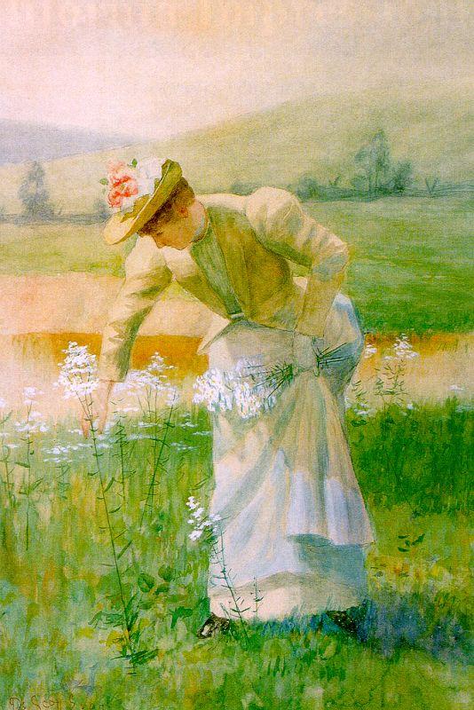 De Scott Evans Picking Wildflowers France oil painting art